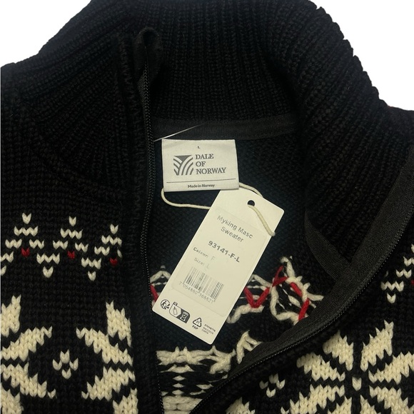 Dale of Norway Myking Nordic Merino Wool Black Chunky Knit Men’s Sweater XL NEW - Picture 6 of 16